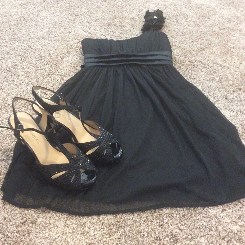 David's Bridal One Sleeve Cocktail Dress